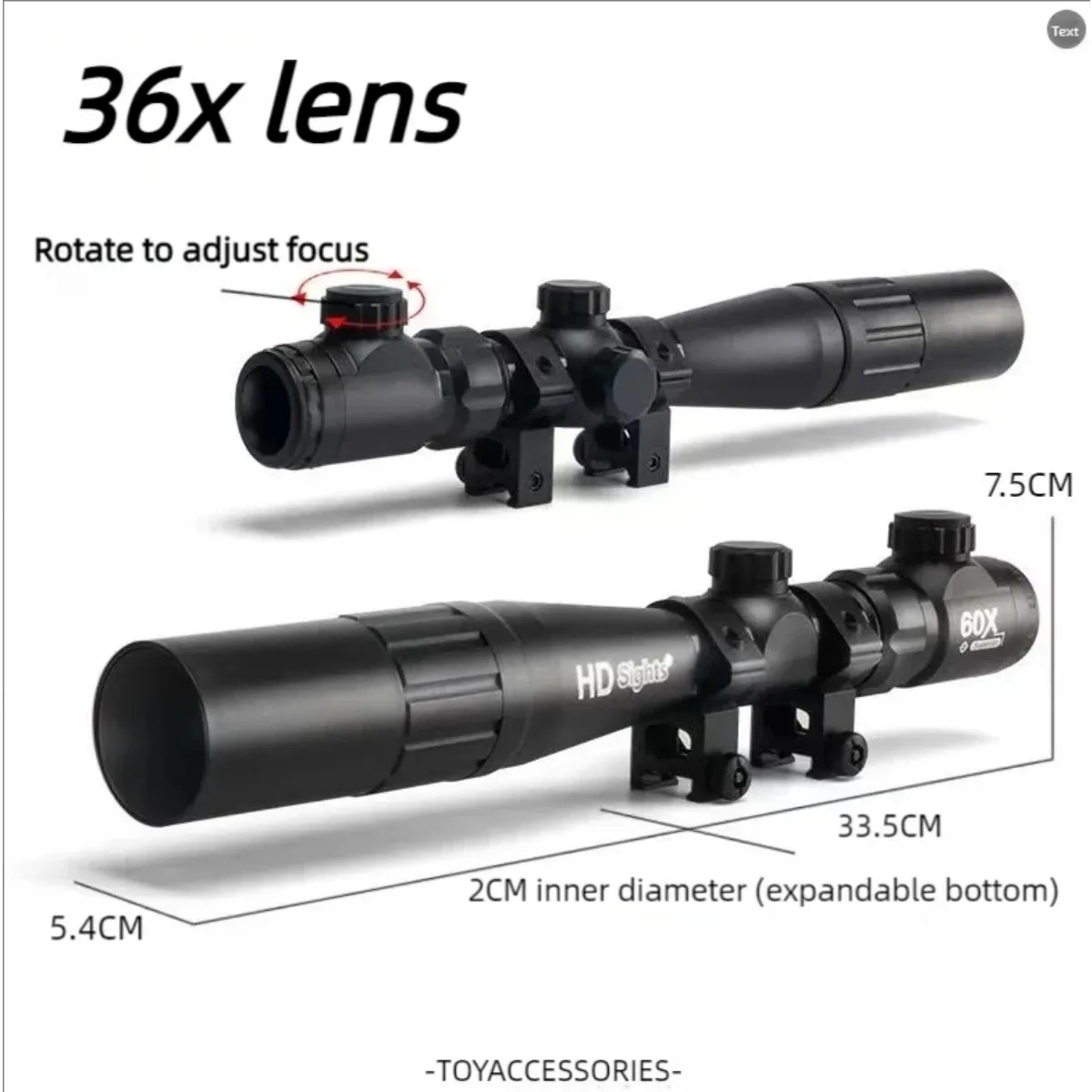 

Оптический прицел 36x с высоким разрешением для игрушечного автомата, аксессуар для снайперской винтовки.