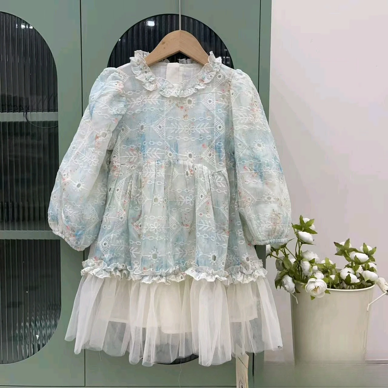

Girls dress 2025 autumn Korean style mesh princess clothes