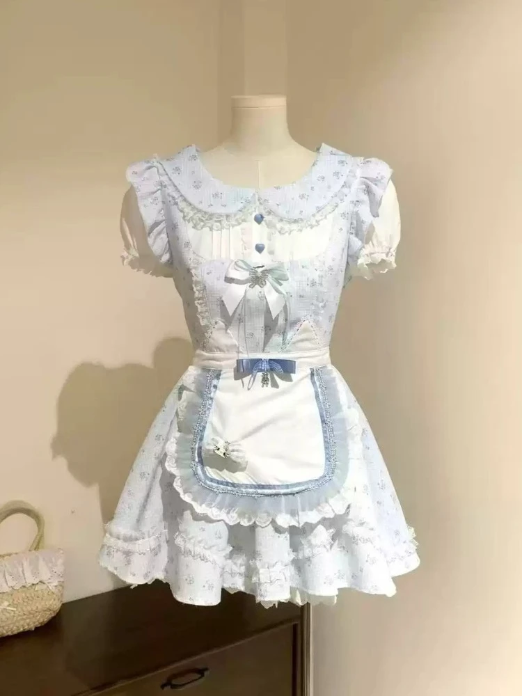 

Japanese Sweet Kawaii Fashion 2 Piece Set Women Chic Y2k Cute Dress + Apron Harajuku Casual High Street Fairy Outfits 2026 New