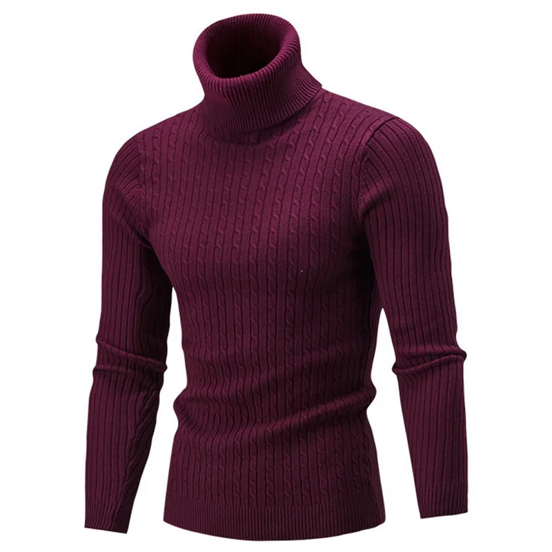 Autum Men\'s Solid Color Warm Sweater Oversized Pullover Turtleneck Jumpers Pullovers Men Clothes