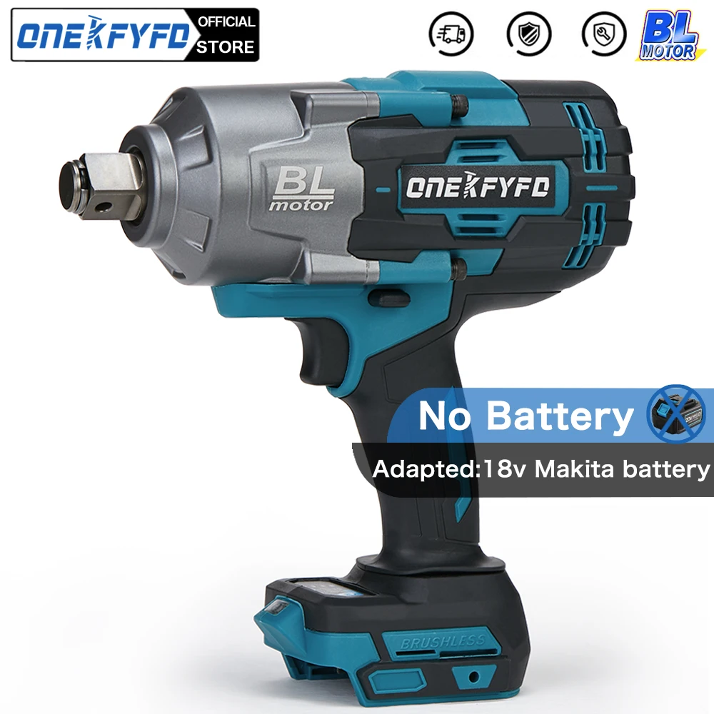 

ONEKFYFD 2100N.M High Torque Brushless Electric Impact Wrench 3/4" Cordless Electric Wrench for Makita 18V Battery