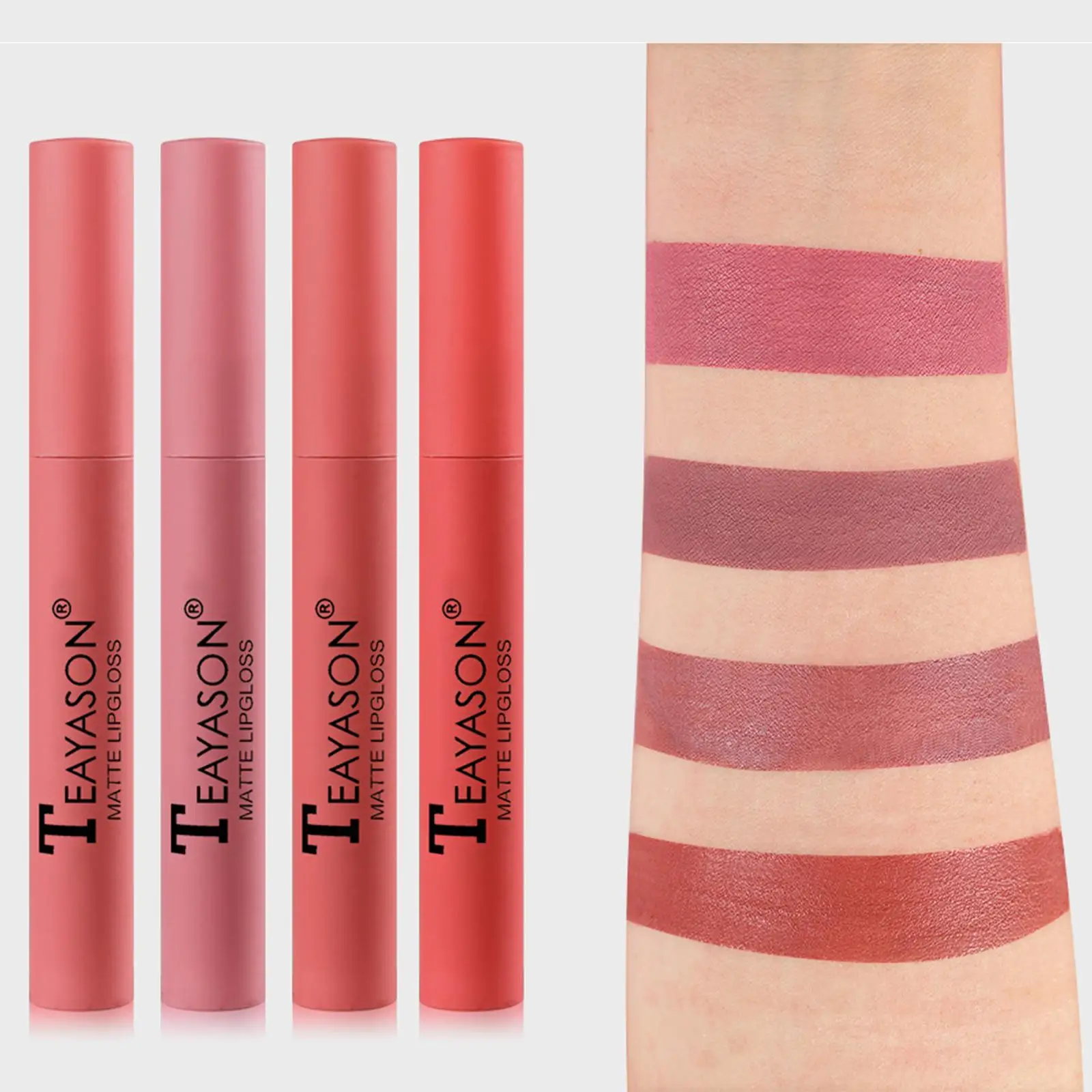 Set di rossetti velvet nude opachi, matite idratanti impermeabili per il trucco delle donne e l'aspetto di bellezza quotidiano