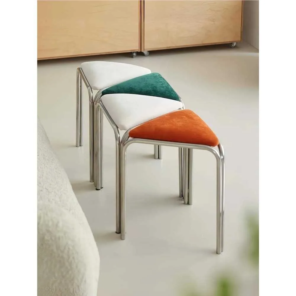 Asher Fabric  Stool Stackable Shoe Changing Bench Modern Simple Style Metal Frame Universal Space Home Furniture