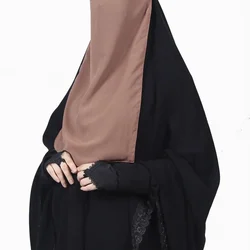 40*35CM  Niqab Face Veil Cover For Women Muslim Satin Hijab One Layer Prayer Khimar Fashion Full Face Cover Headband Scarf