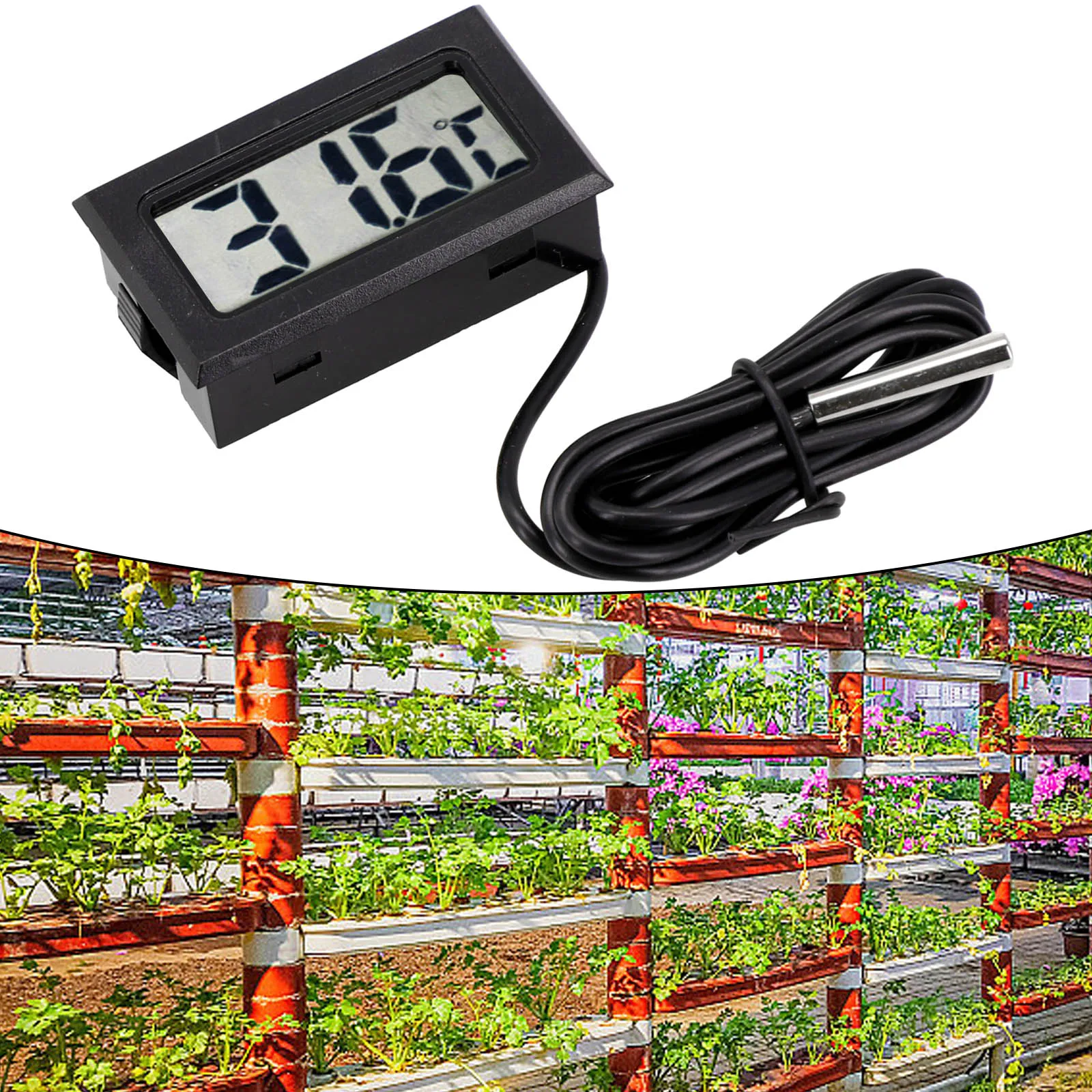 Digital Thermometer For Refrigerated Cabinets Inline Connections LCD Panels Waterproof Probe For Display Counters