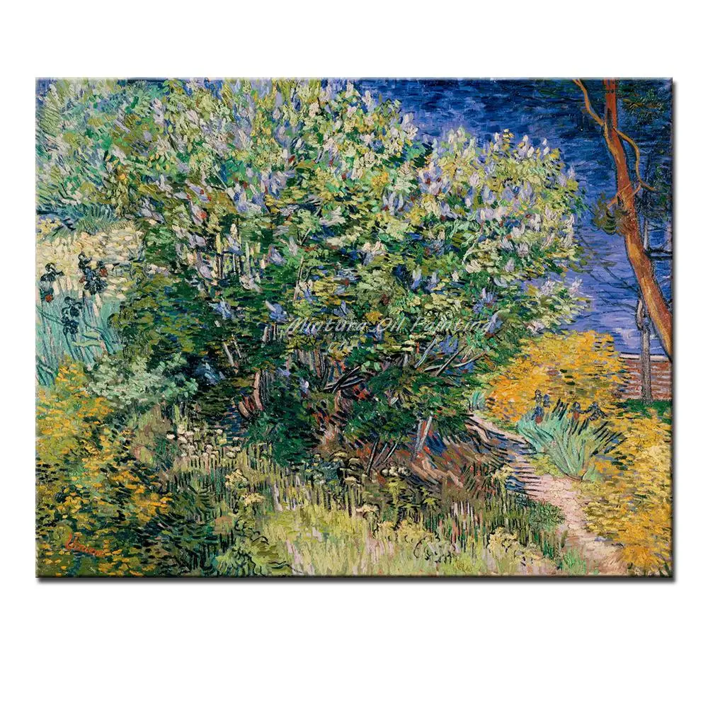 Hand-Painted Vincent Van Gogh Copy Impressionist Tree Flowers Oil Painting On Canvas,Wall Art,Picture For Living Room,Home Decor