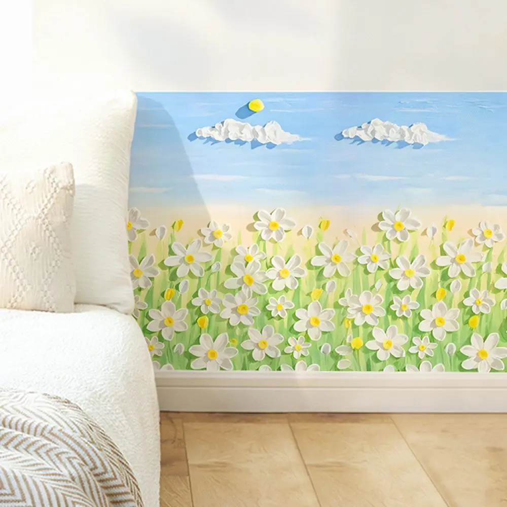Self Adhesive Wall Sticker Waterproof Decorative Wallpaper Retro Floral Design For Wall Skirting Home Interior Renovation