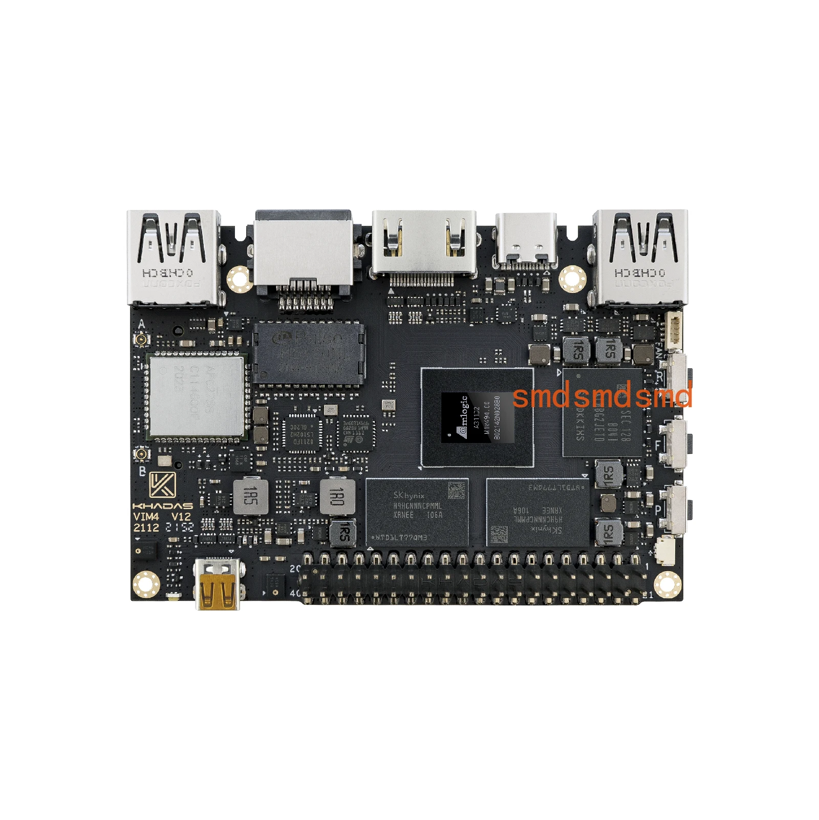 VIM4 A311D2 SoC Single Board Computer 8 Core 2.2GHz with 4K UI/WiFi 6/BT5.1/3 Display/Dual Camera/Gigabit/3.2 TOPS