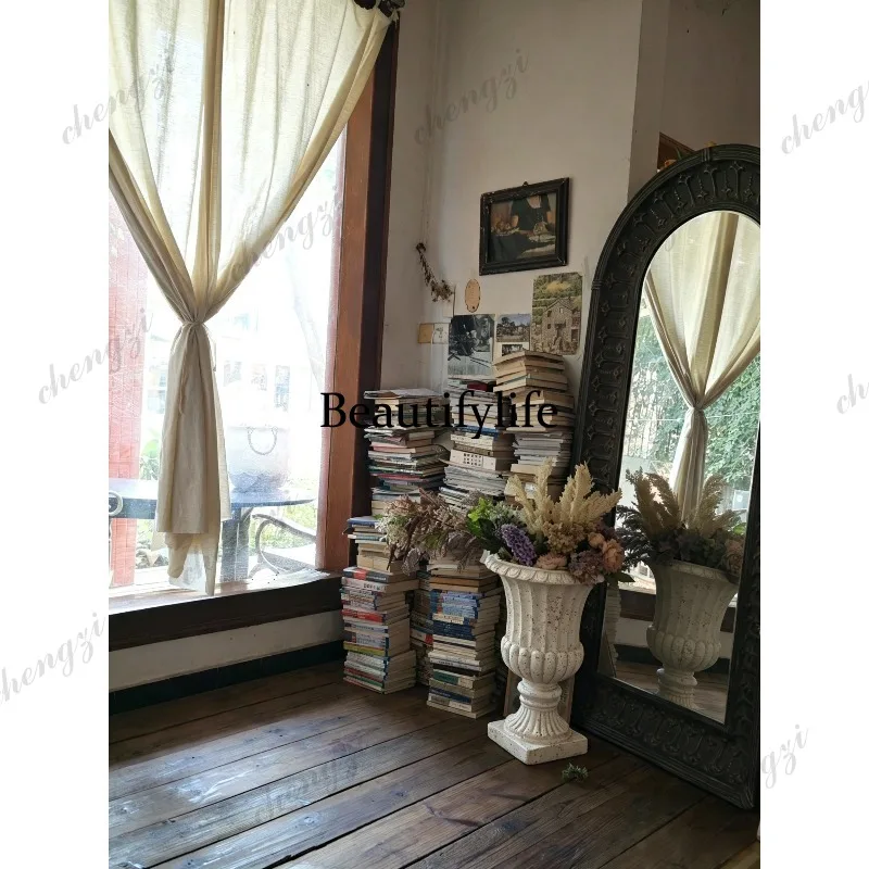 European retro old Roman flower pot large diameter wine glass flower pot courtyard garden entrance decorative ornaments