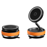 Vacuum Magnetic Car Phone Holder with Wireless Car Charger 360 Rotation Foldable Design Strong Magnetic Absorption Phone Holder