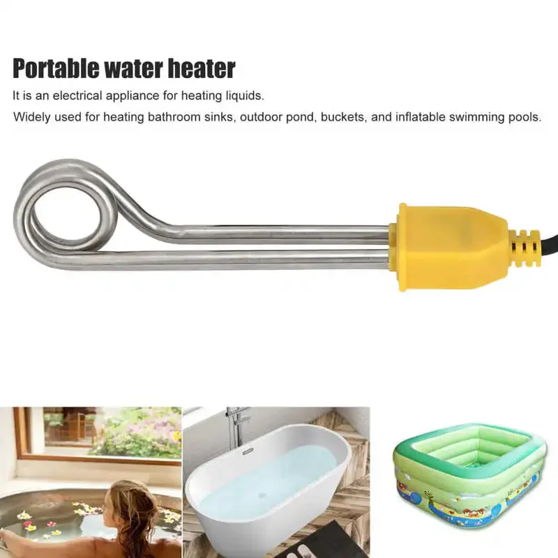 600W/1000W Mini Water Heater Immersion Electric Water Heated Boiler Kitchen Bathroom Swimming Pool Instantaneous Water Heater