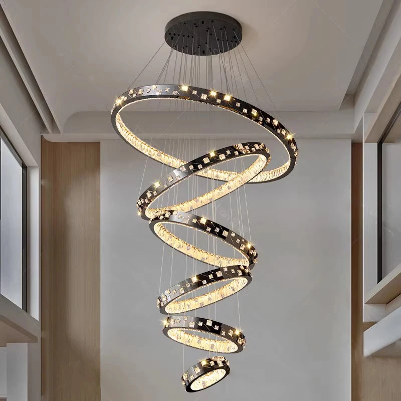 Modern home decoration crystal chandelier, stair Pendant lamp, living room Pendant lights, interior lighting