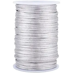 3mm Silver Silky String, Christmas Cord Rattail Silk Cord Chinese Knot Thread Thick Trim Cords Knitting Cord String for Christms