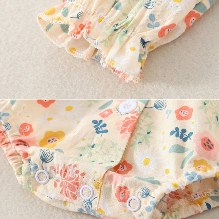 Zomer Baby Meisjes Romper + Hoed Katoen Peter Pan Kraag Ruches Kant Met Lange Mouwen Baby Rompertjes Pasgeboren Kleding Bebe Leuke kledingstukken