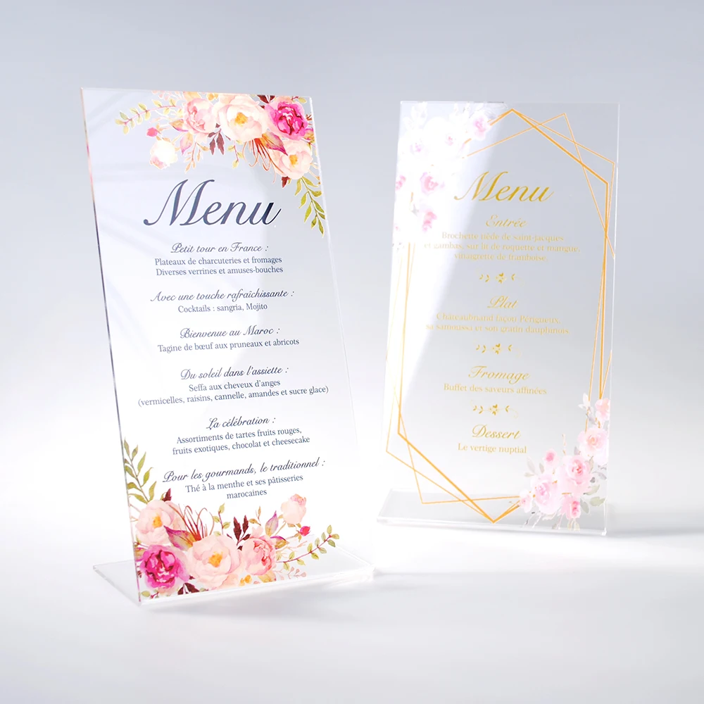 10pcs Custom Printed Acrylic Menu Table Number Card with Stand