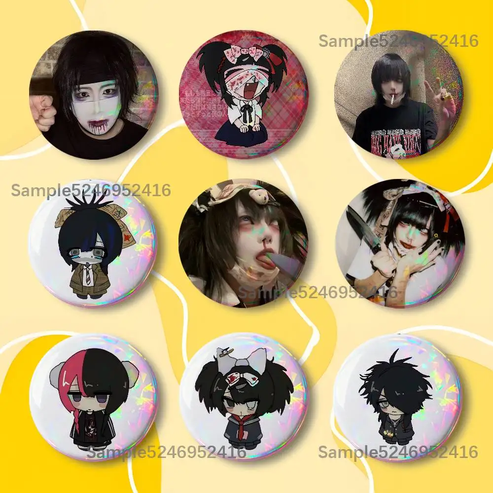 Senketsuakochan Japanese 25/32/44/58/75mm Round Creative Tinplate Figure Icon Badge Handmade Brooches for Backpack Decoration