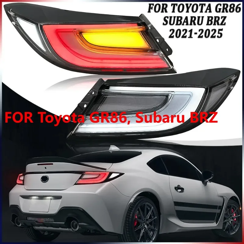 2Pcs Clear LED Tail Lights For Toyota GR86 Subaru BRZ 2021-2025 Plug and Play Rear Brake Lamps