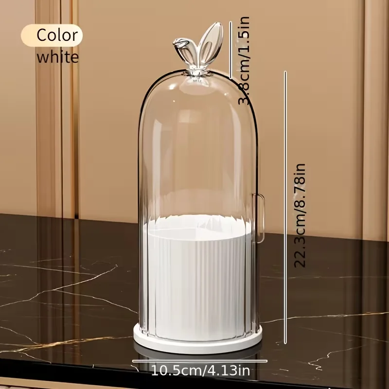 360 ° Drehbarer Zahnbürstenhalter mit transparentem Deckel, Make-up-Organizer-Box mit Fächern zur Aufbewahrung von Pinseln – Detail 1