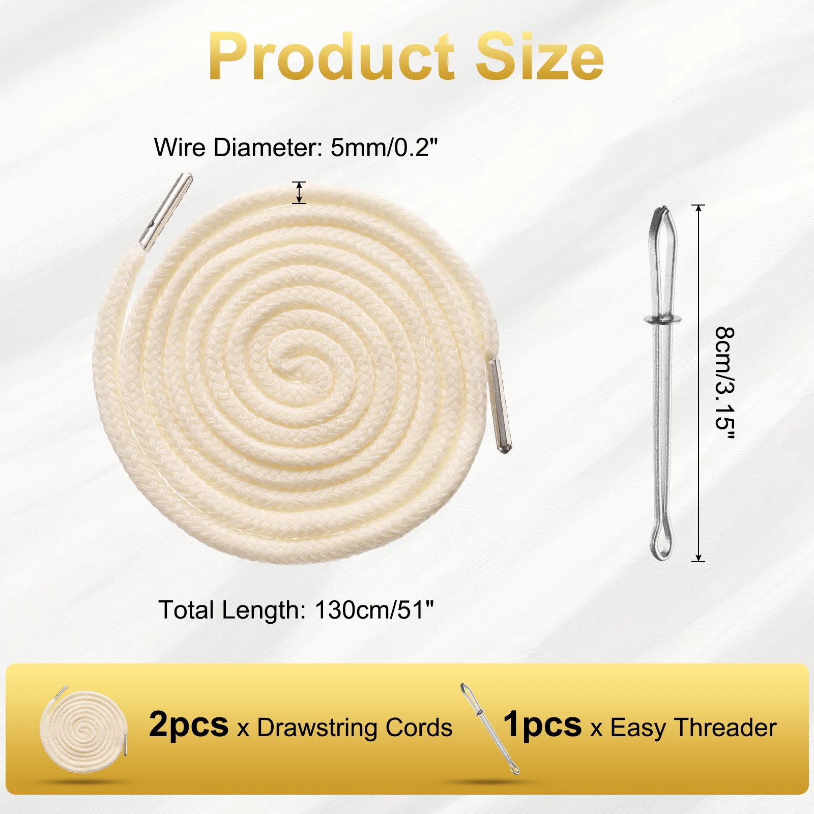Uxcell 2pcs Trouser Waist Drawstring Sports Pants Drawstring Cords Belt for Women Men Rope String Sweater Hat Round Rope DIY