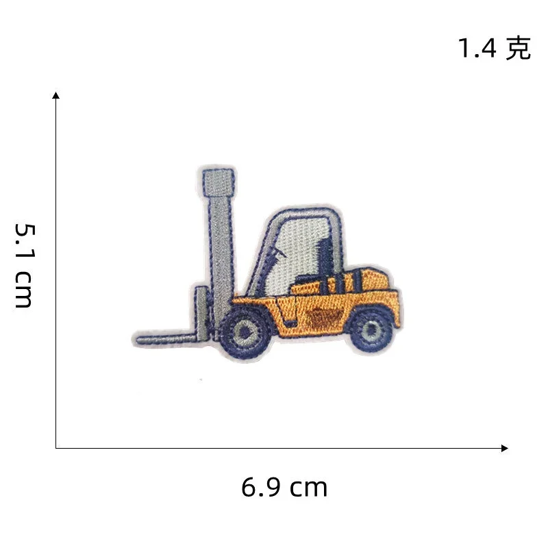 Cartoon Excavator Crane Push Forklift Tractor Engineering Vehicle Embroidery Iron on Patch Boy Child Clothes Sewing Applique