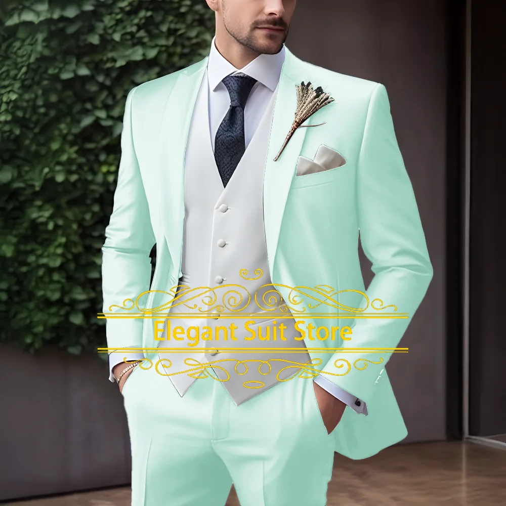 Men's Suits Elegant Wedding Blazer Slim Fit 3 Pcs Jacket Pants Vest Luxury Costume Homme Formal Party Male Clothing