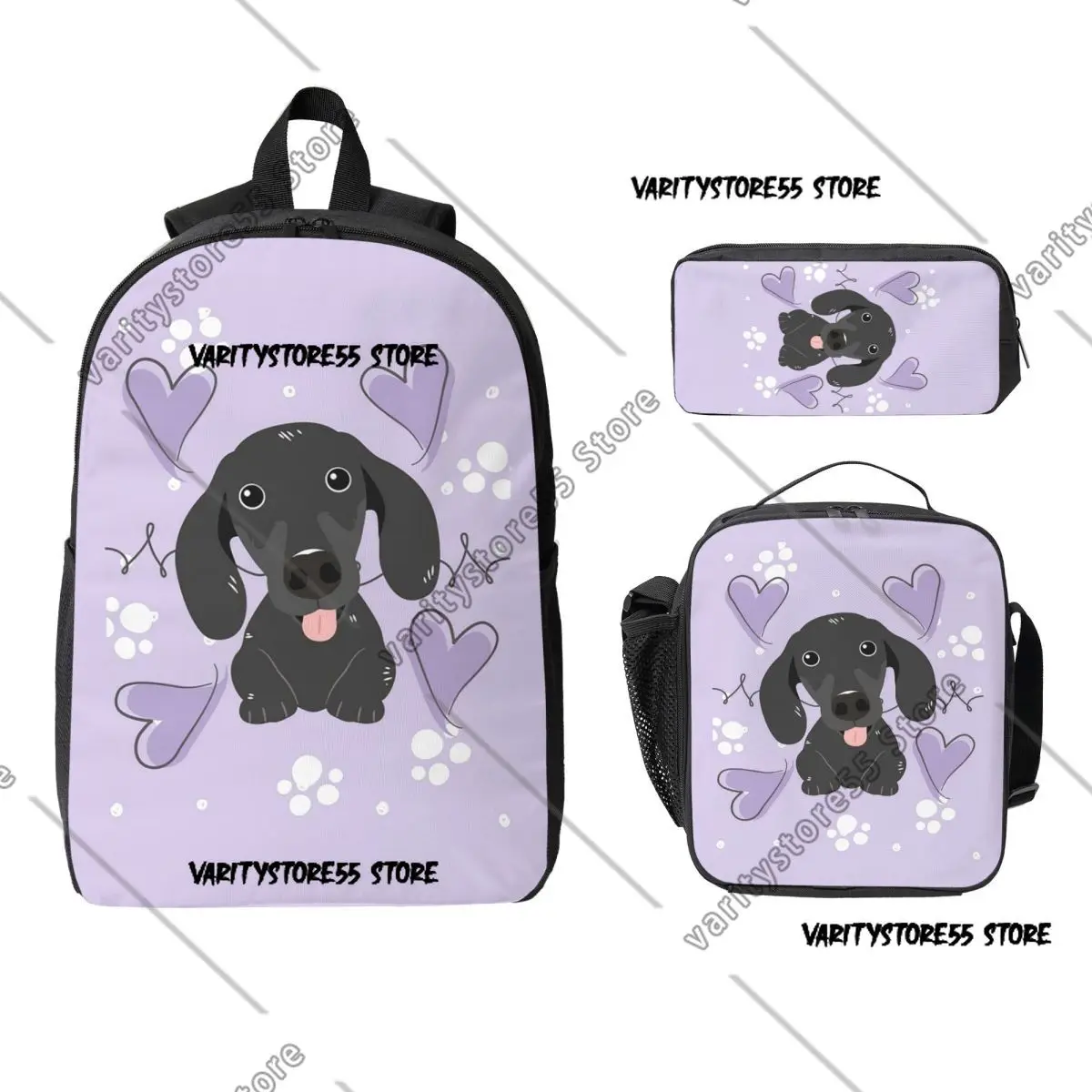 

Dachshund Dog Backpack Student Boys Girls BookBag School Bag Laptop Shoulder Bags 3ps Insulated Lunch Bag Pencil Case