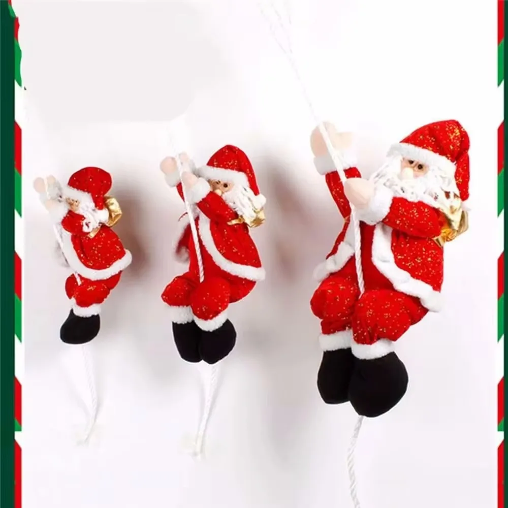 

Cartoon Santa Doll Pendant Christmas Tree Decorations Funny Santa Claus Climbing On Rope Plush Doll Toy For Home Wall Window