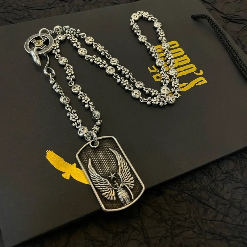 

Япония Tide Takahashi Goros винтажный кулон с квадратным крылом классический логотип ожерелье модная пара универсальный хип-хоп рок-панк стиль