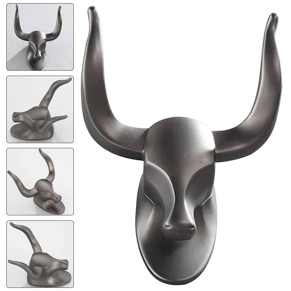 Punch Free Hooks Hat Wall Hanger Towel Holder Decorate Hanging Office Bull Horns for