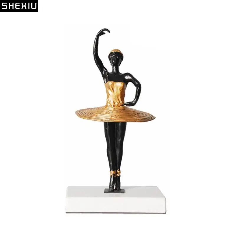 

Ballet Dancer Gold Plated Character Resins Sculpture Desk Decoration Ornaments Figures Statue Crafts Aesthetic Room Decor