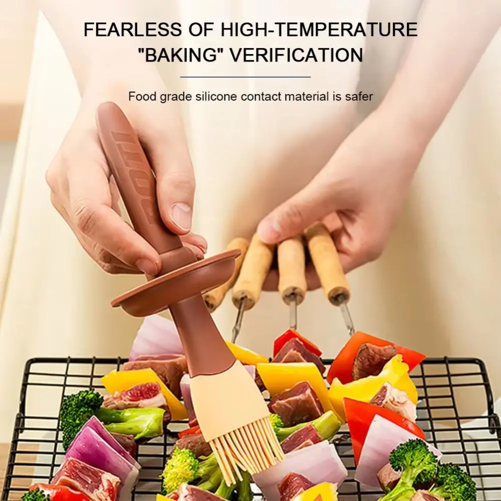 3 In 1 BBQ Oil Brush Heat Resistant Split Type Sauce Applying Brush Baking Tool Silicone Oil Dispenser Bottle with Brush Cooking