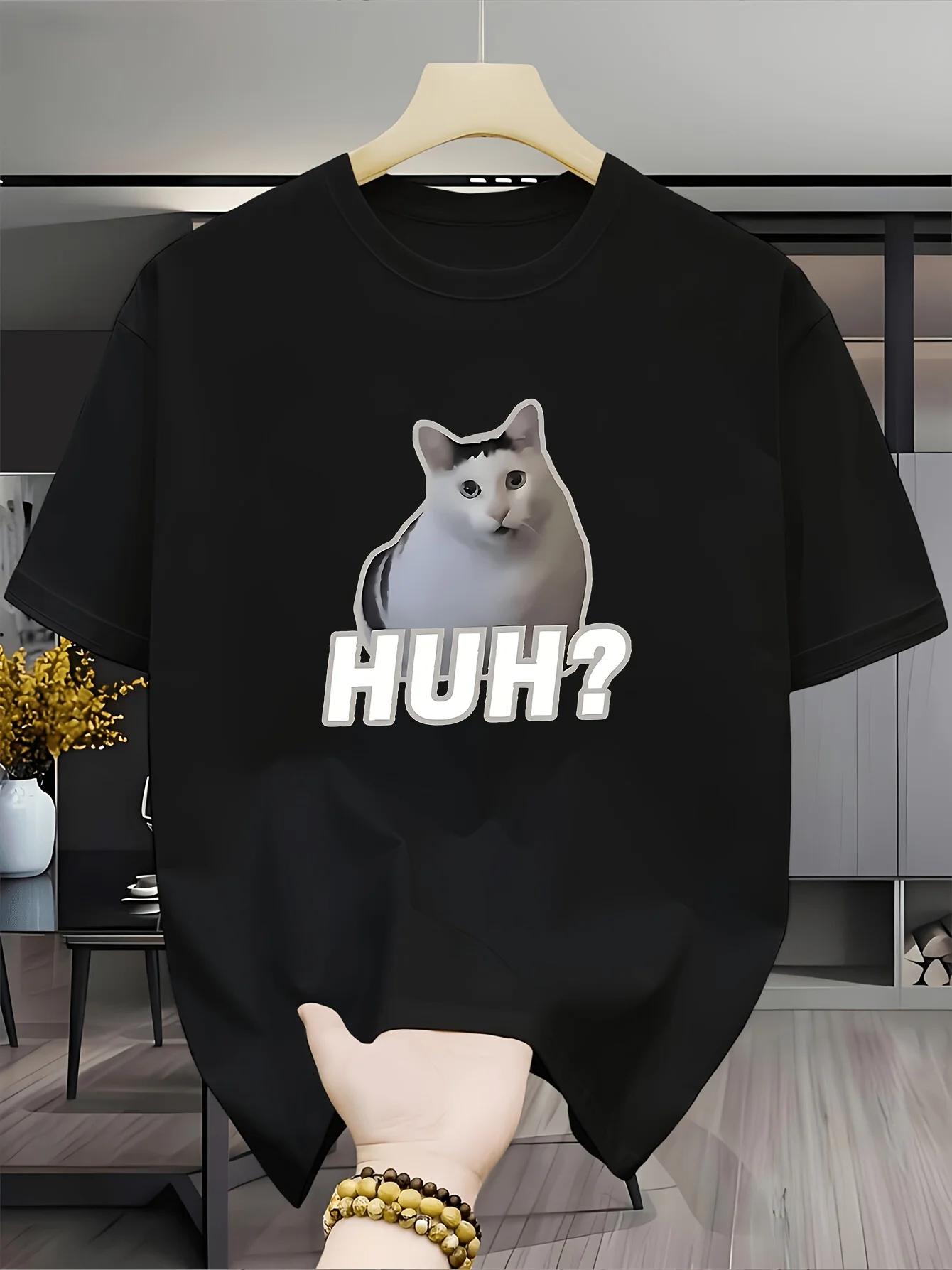 Camiseta Divertida con Meme de Gato, Camiseta Gráfica de Gato Confuso, Camiseta Humorística Viral de Redes Sociales con Estampado de Animal, Top de Verano, Camiseta Informal de Estilo Urbano