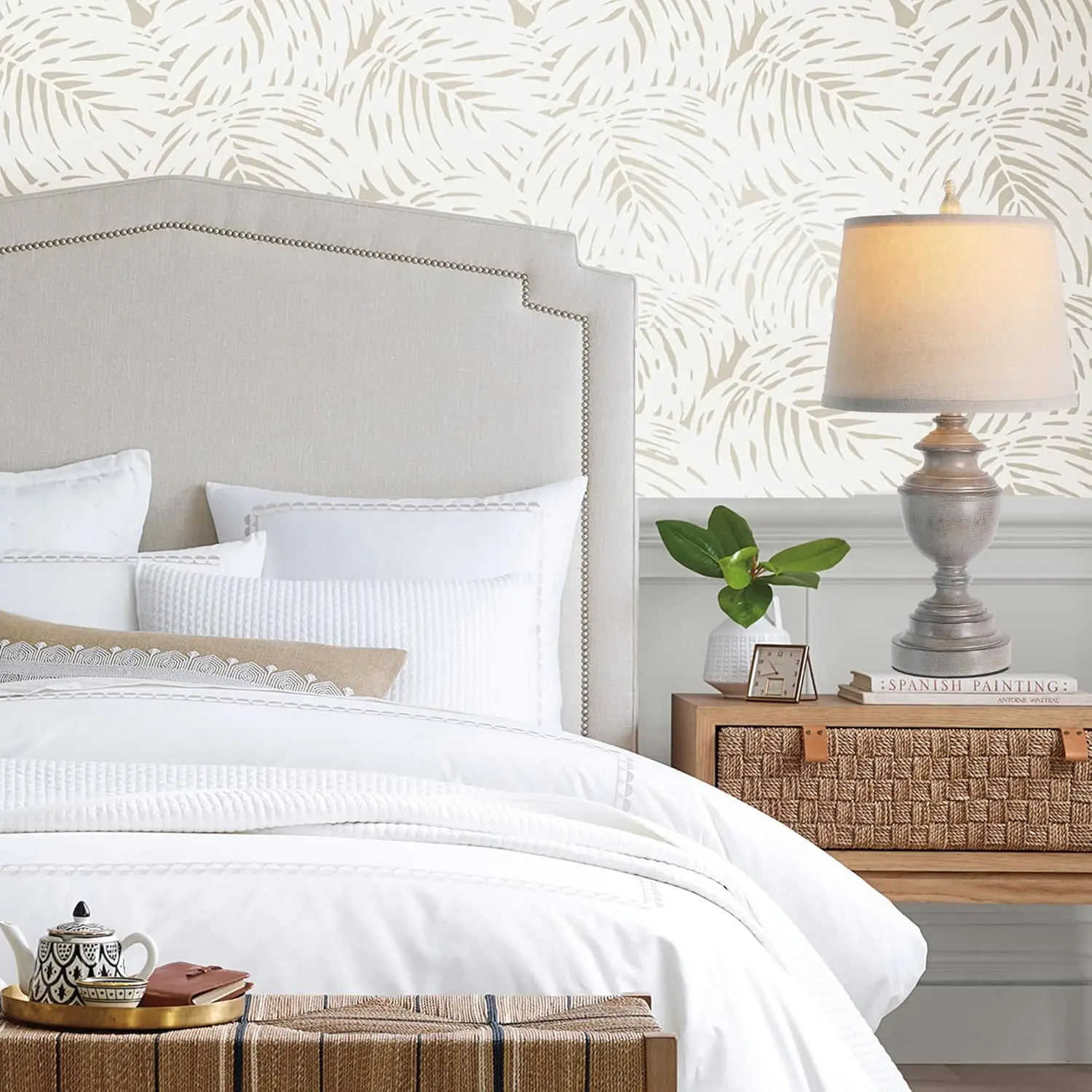 USB 포트가 있는 회색 빈티지 테이블 램프 2개 세트, 침실 침대 옆 탁자용 조광 가능 터치 컨트롤, 농가 스타일