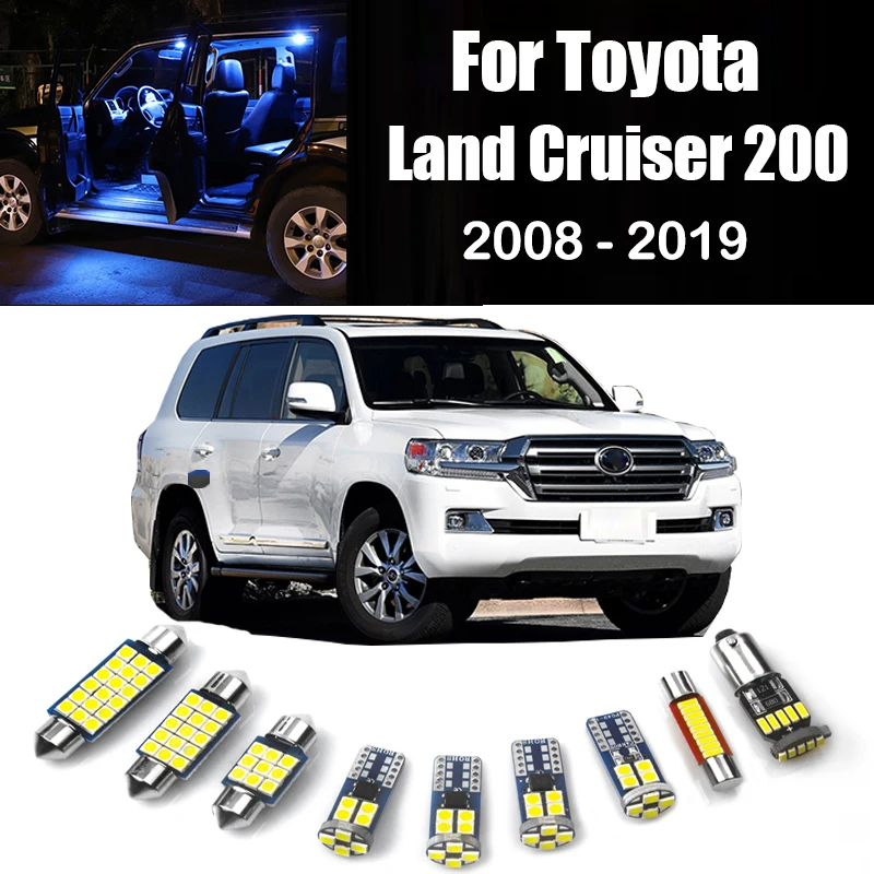 19pcs Car LED Bulbs For Toyota Land Cruiser 200 LC200 2008 - 2015 2016 2017 2018 2019 Interior Dome Lamp Trunk Light Accessories