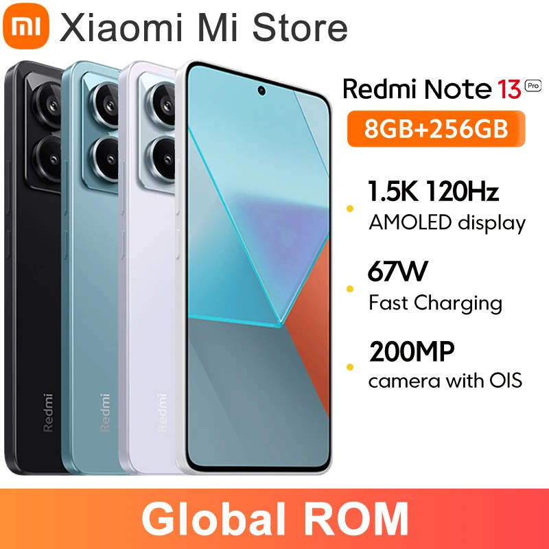 Global ROM Xiaomi Redmi Note 13 Pro 5G Smartphone 8GB 256GB Snapdragon 7s Gen 2 120Hz Screen 5100mAh 67W Fast Charging Cellphone