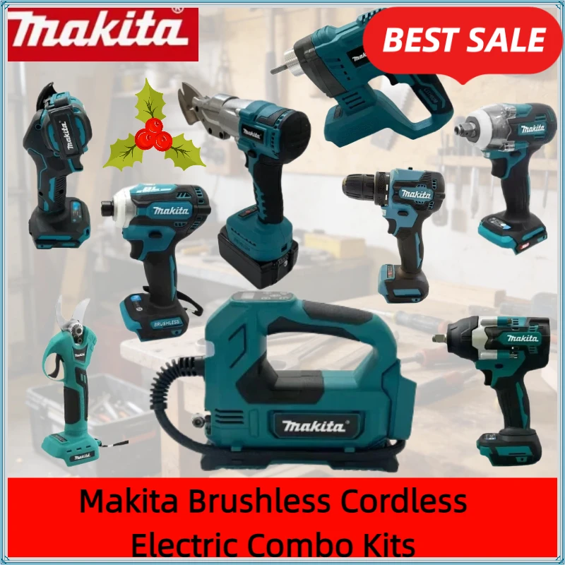 

Набор инструментов Makita: бесщеточная шлифовальная машина, пистолет для герметика, цепная пила, насос для накачки, силиконовый пистолет, машина для резки, для аккумулятора Makita 18В