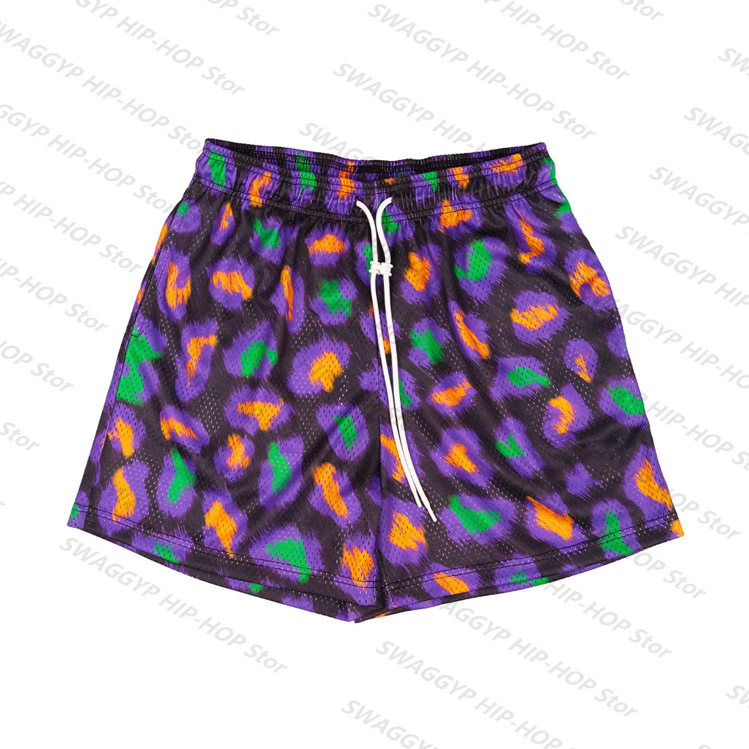 New Leopard Print Summer Sport Sweatpants Classic Vintage Basketball American Mesh Quarter Pants Loose Trend Unisex Shorts