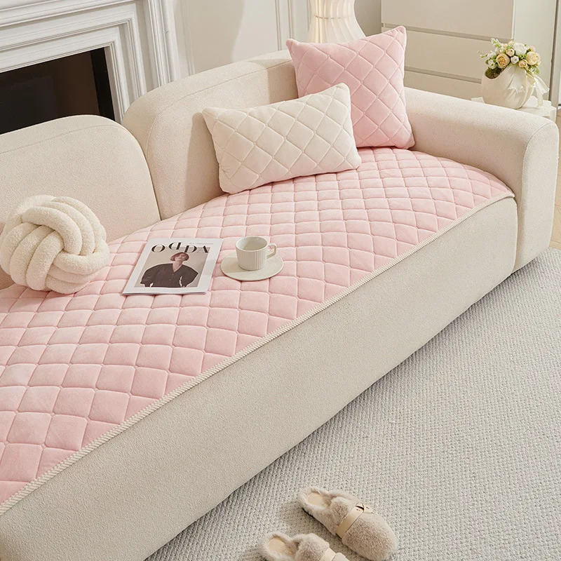 Nordic Thick Crystal Velvet Sofa Mat Solid Color All Season Anti Slip Sofa Protective Cover High-Quality Soft Home Accessories