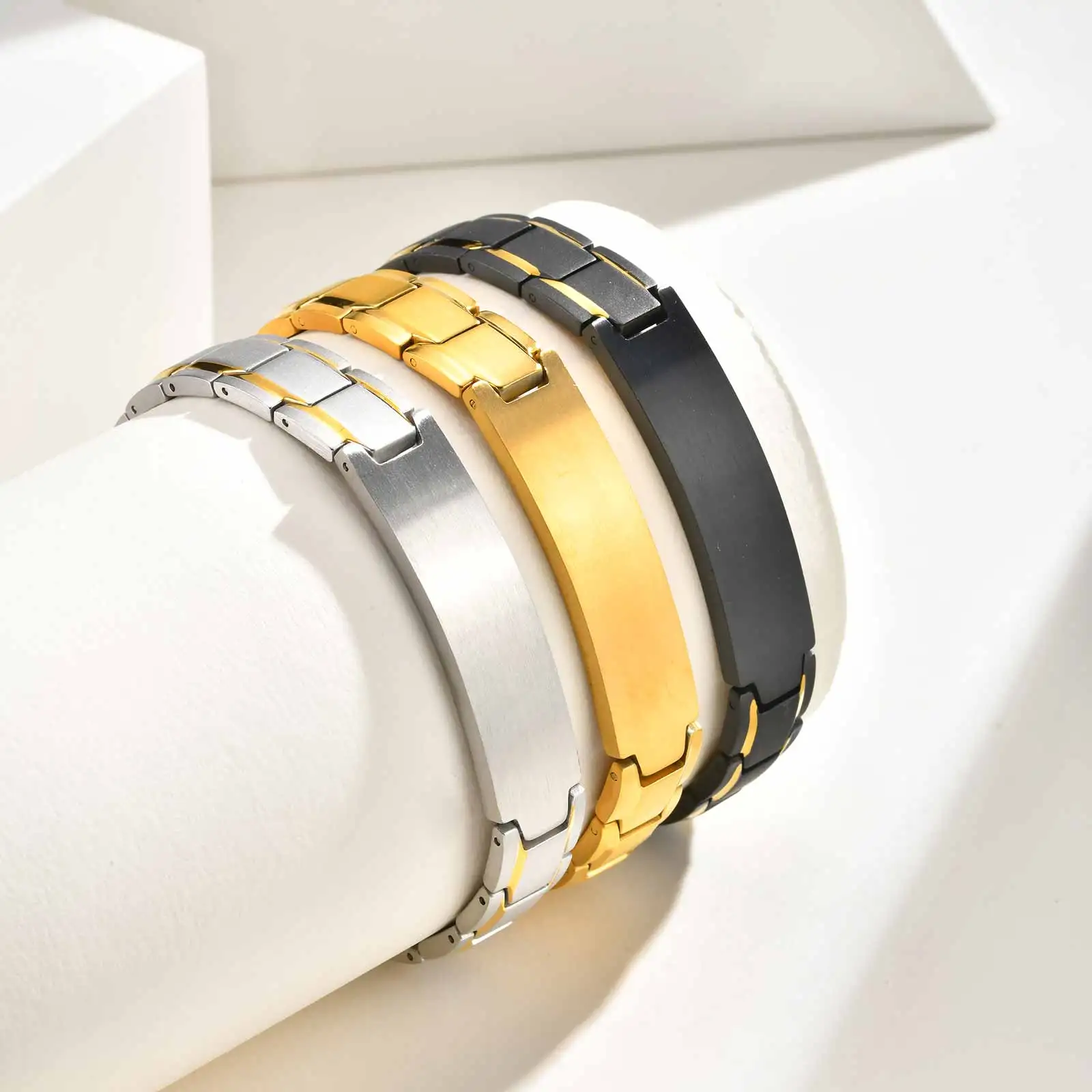 

Custom Name Text Engraved Bracelet for Men, Stainless Steel Watch Strap Chain Bangle, Personalized Customized Medical ID Jewelry