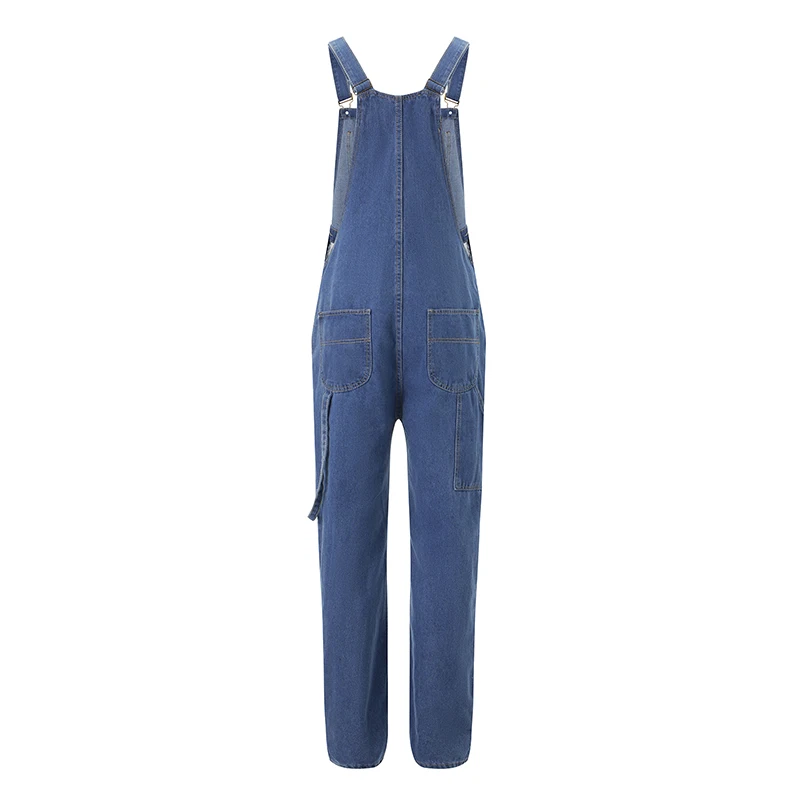 Men's Denim Bib Overalls Solid Color Fashion Lightweight Jean Jumpsuit with Pockets Adjustable Straps for Workwear