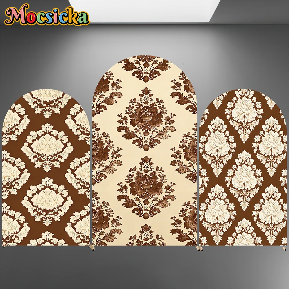 

Mocsicka Art Flower Arch Backdrop Covers Cloth Chocolate Birthday Photo Arched Background Adult Wedding Decorations Studio Props
