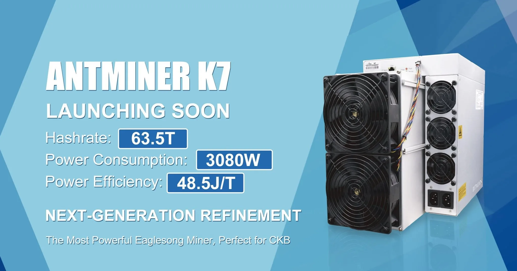 Bitmain K7 Antminer CKB Miner 63.5T with 3080W Eaglesong Mining Hardware Crypto Miner NERVOS network ckb miner antminer k7 miner