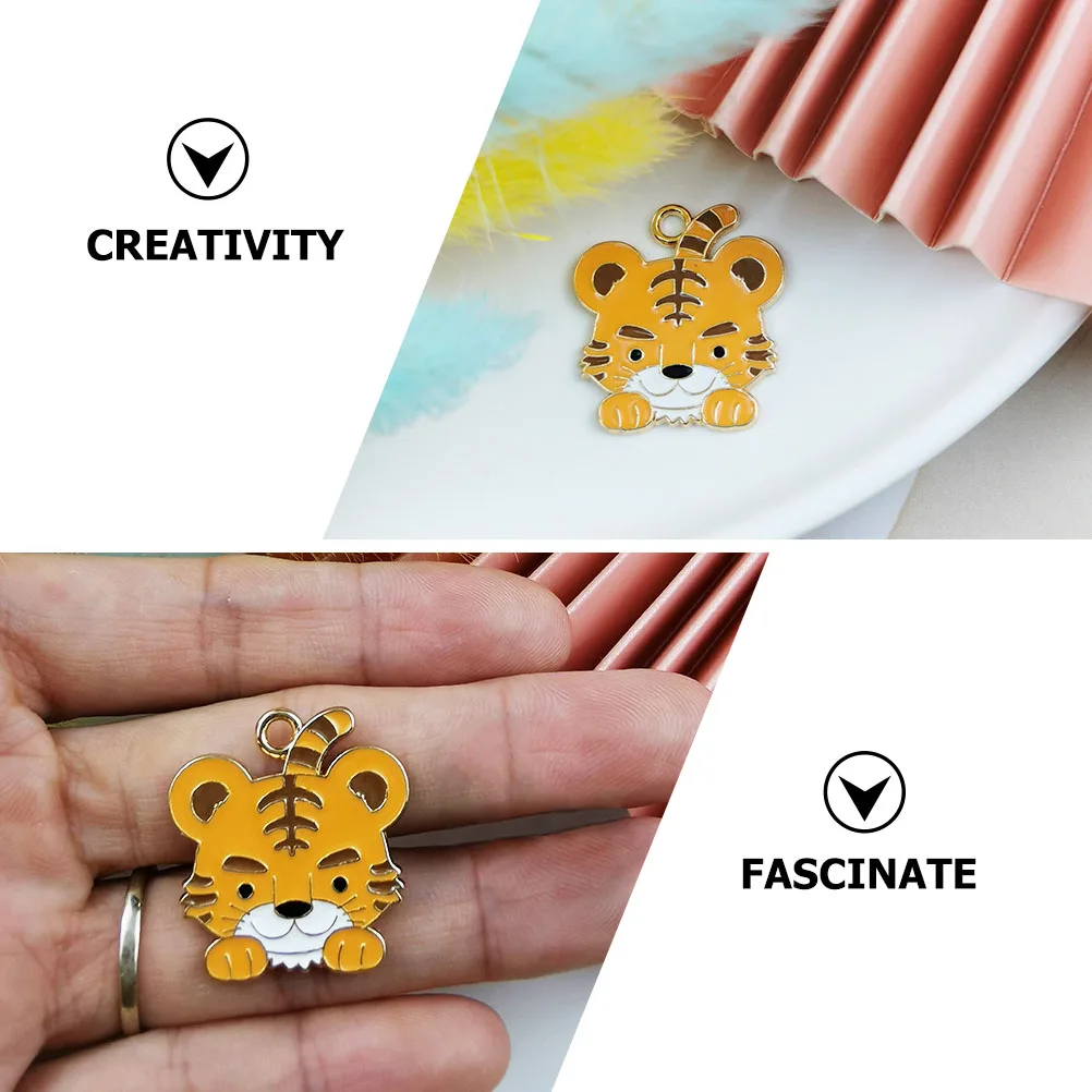 

10pcs Alloy Jewelry Accessories Durable Tiger Head Charms DIY Metal Pendant Making Crafts Bright Color Excellent Texture