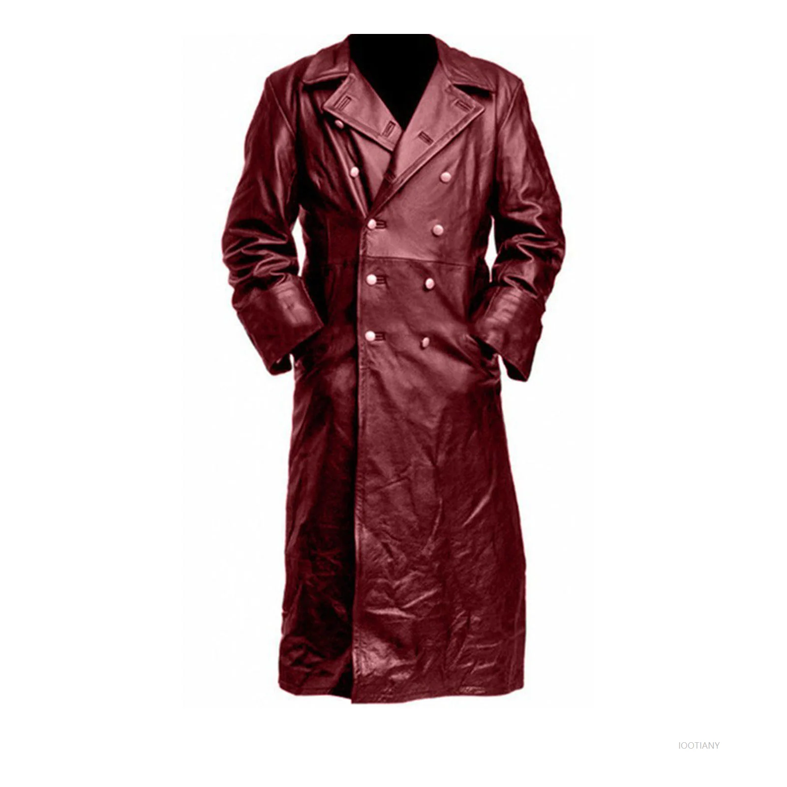 Mens German Classic Wwii Military Officer Black Leather Trench Cosplay Vintage Steampunk Leather Mens Medieval Coat Jacket 2025 - view 2