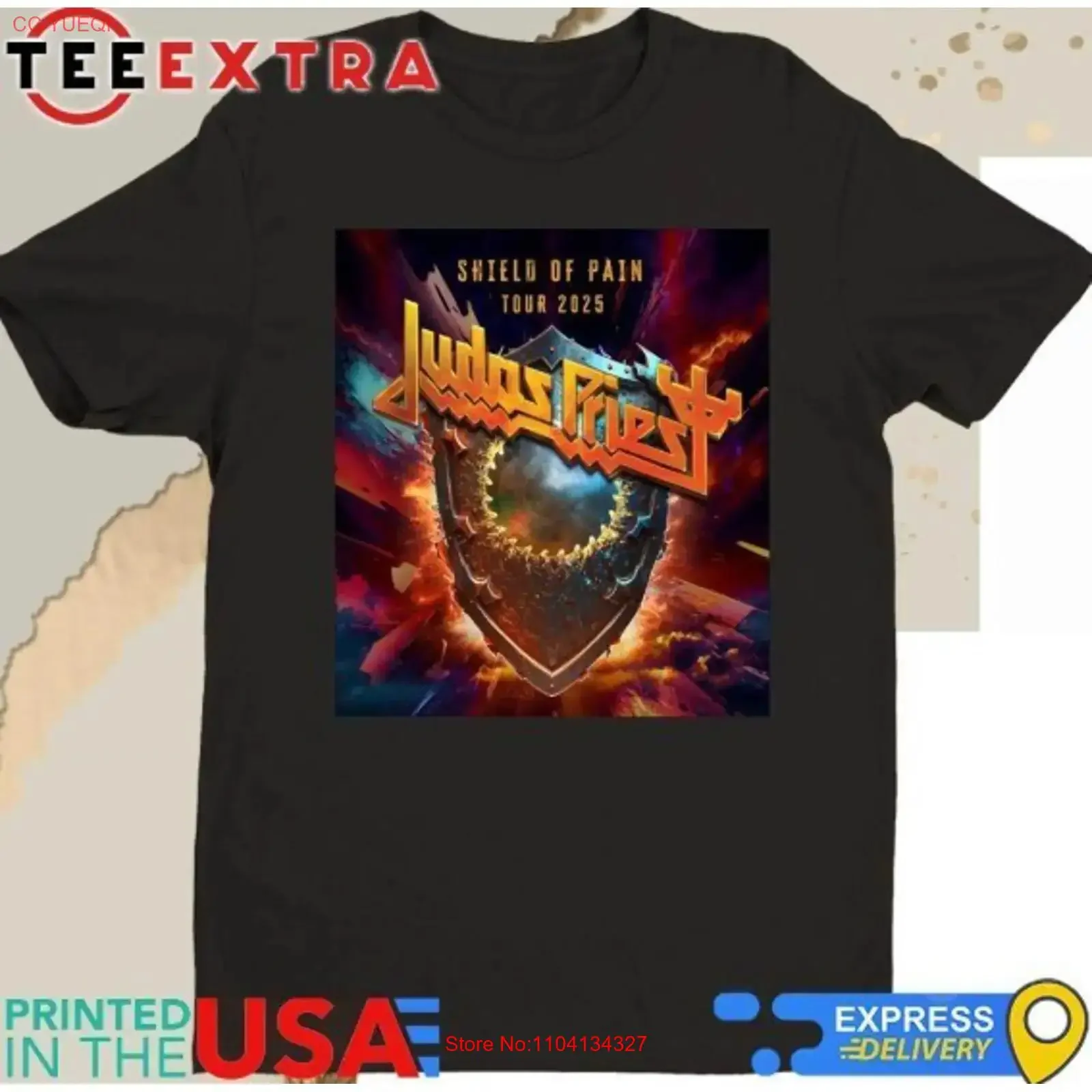 Camisetas vintage de Judas Priest Shield Of Pain Tour 2025 Winged Demon, top informal lavado para uso diario, transpirable con gráfico.