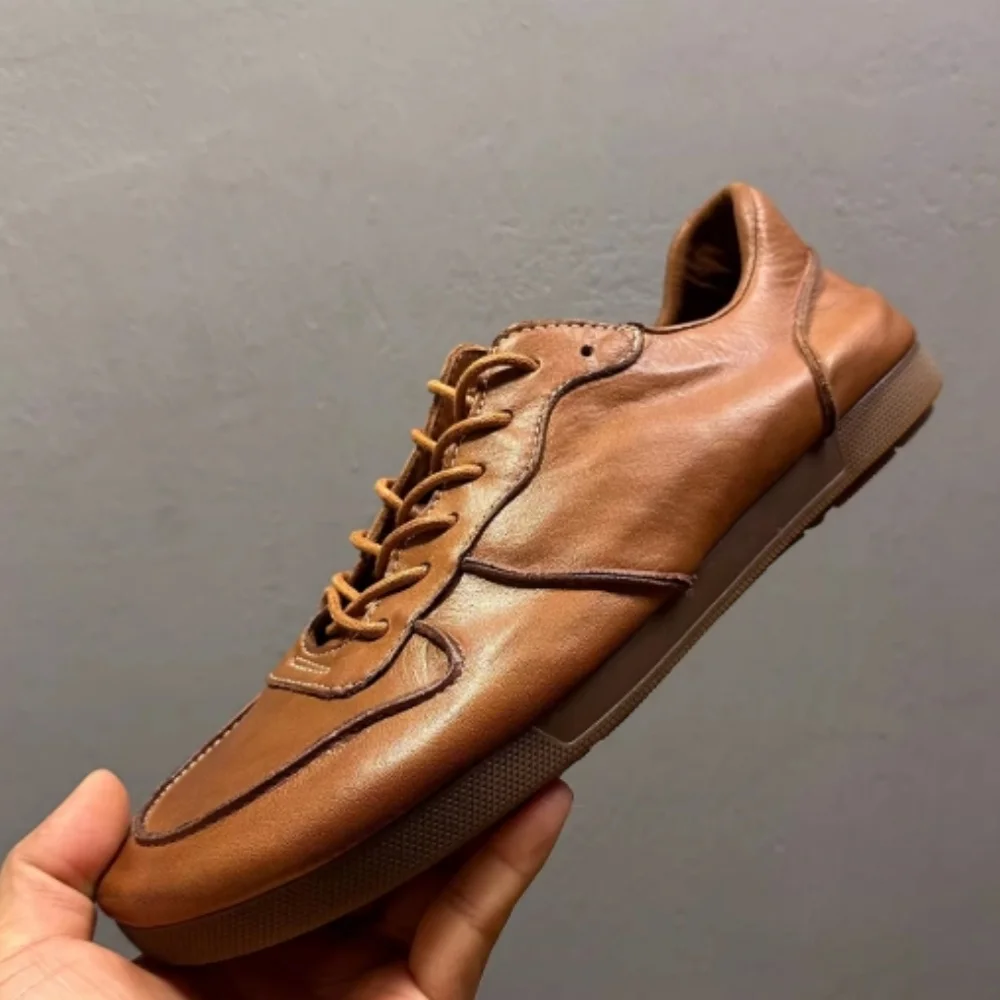 High-end Mapei men's training shoes - retro casual sneakers - versatile soft leather soled leather shoes
