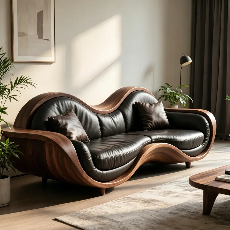 

Black Modern New Chinese Style Solid Wood Living Room Sofa Design Elegant Corner Sofa Living Room High-end Lounge Home Furniture