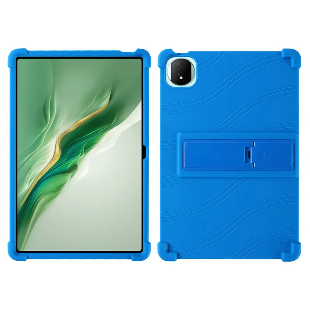 

For Honor MagicPad 2 12.3 / Pad GT Pro Silicone Case with Kickstand Rugged Protective Cover - Dark Blue