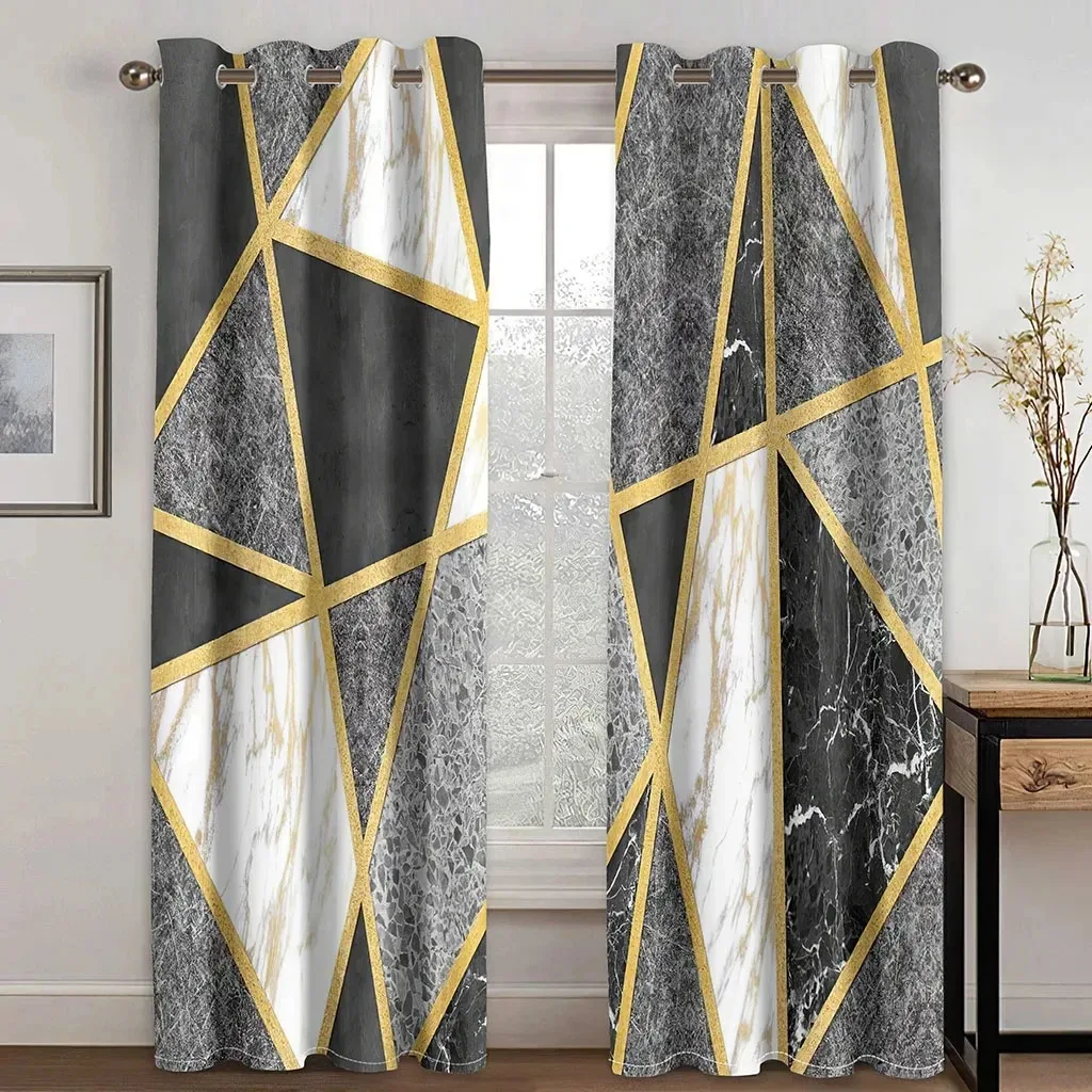 3D Marble Print Black&Gold Blackout Curtain High Shading Window Curtains for Living Room Luxury Bedroom Decor Drapes New Style