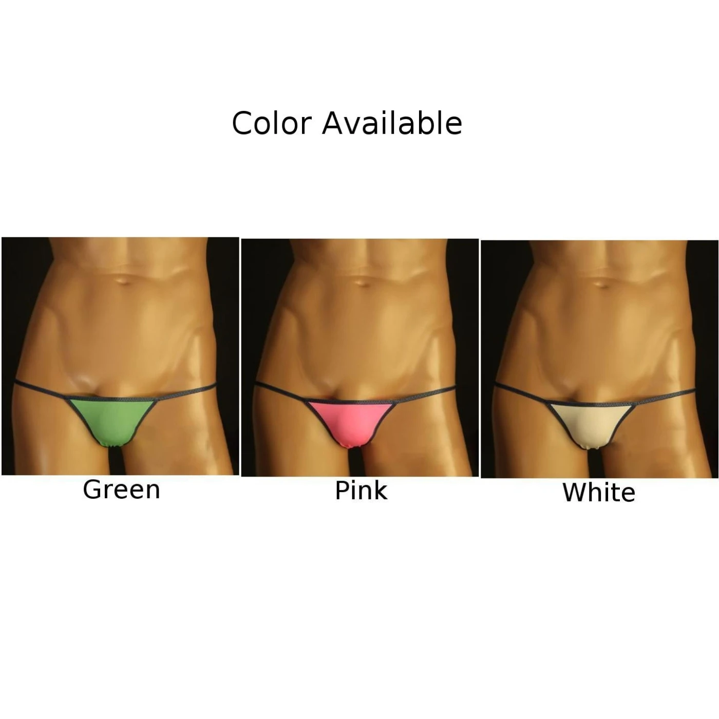 100 nuovissima biancheria intima in nylon perizoma bikini vedere attraverso la biancheria intima verde fluorescente da uomo bianca G String T Back